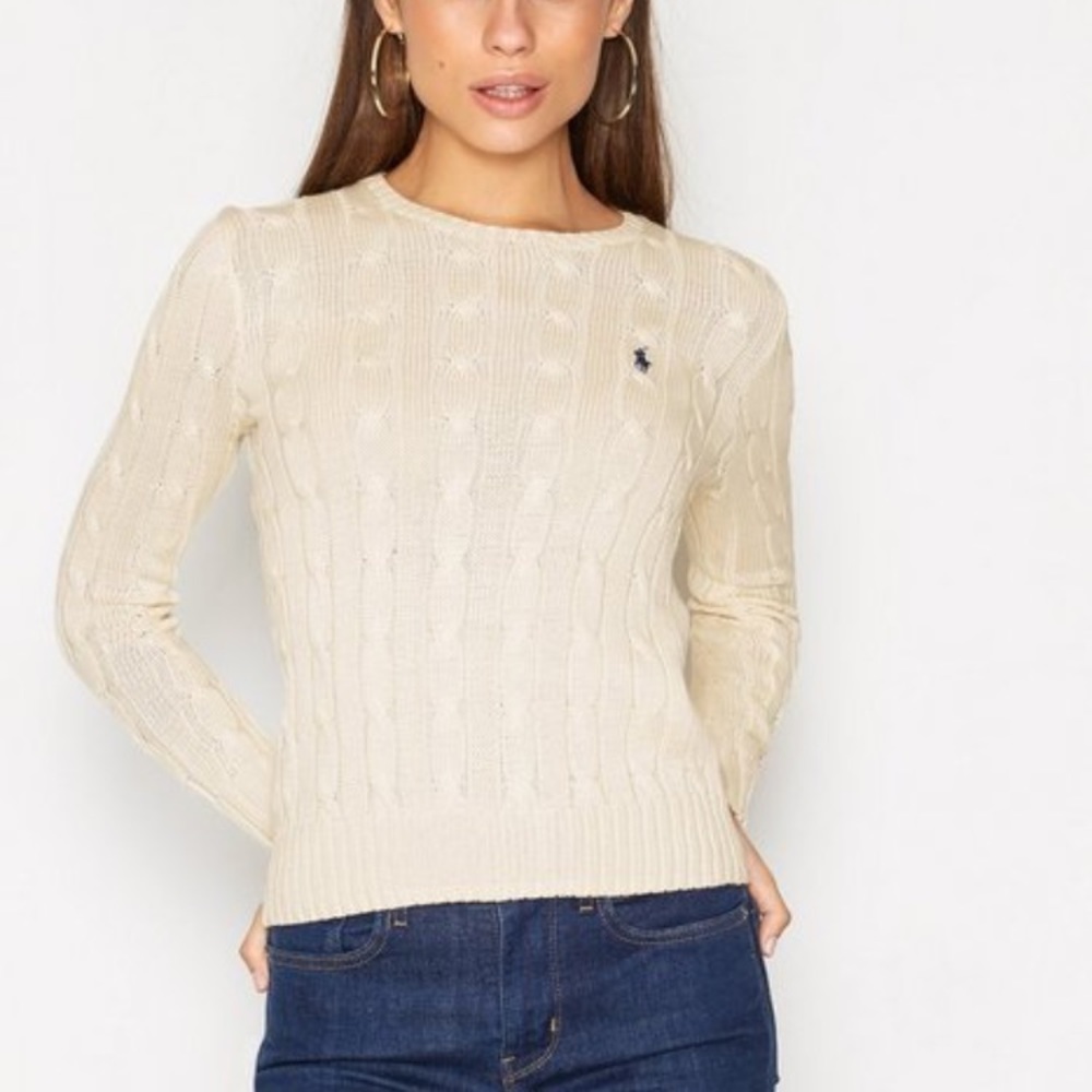 Ralph Lauren Ivory 100% cotton cableknit sweater L